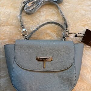 Tahari Powder Blue Crossbody Saddle Bag